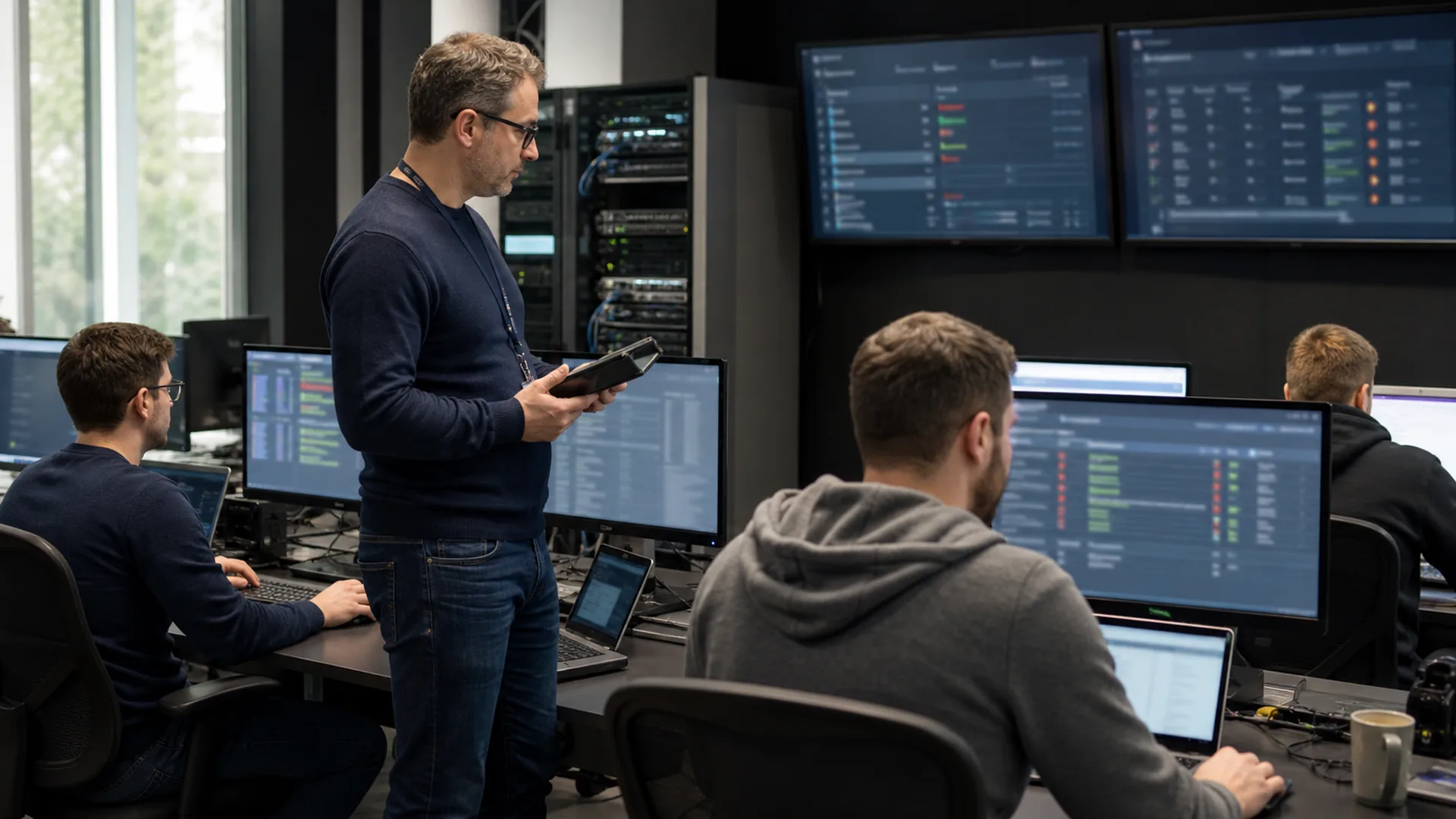 Uczestnicy konfigurują monitoring hostów i alerty w laboratorium Zabbix.